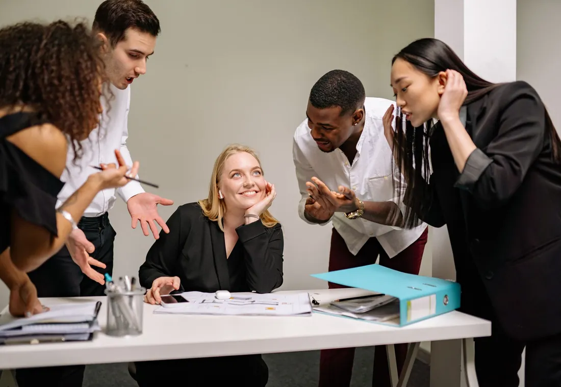 A group of colleagues in discussion